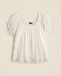 J.Crew Smocked ruffle-trim top in cotton voile