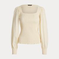 Ralph Lauren Smocked Jersey Blouson-Sleeve Top