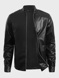 Shein Men's Casual Zipper Faux Leather Jacket