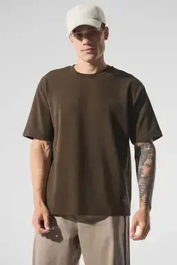 Alo Men's Double Take Short Sleeve Core Espresso