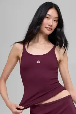 Alo Yoga Ribbed Prosper Tank Burgundy