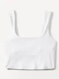 Athleta Transcend Square Neck Crop Sports Bra Ecru