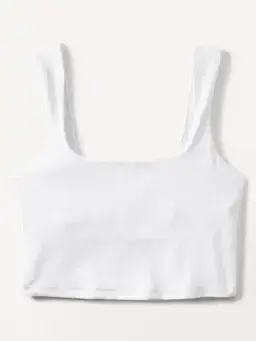 Athleta Transcend Square Neck Crop Sports Bra Ecru