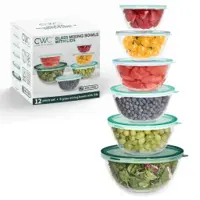 CWC Cook With Color 12 Piece Glass Food Storage Containers with Lids