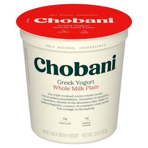 Chobani Greek Yogurt Whole Milk Plain