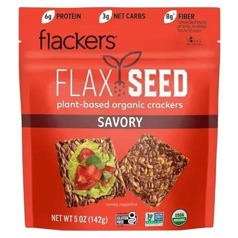 Doctor In The Kitchen Flackers Organic Flax Seed Crackers - Savory