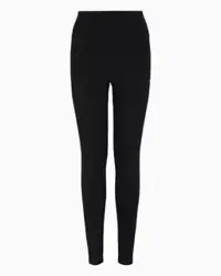 EA7 Logo Series Recycled Cotton-Blend Leggings Black