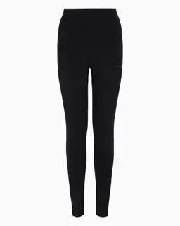 EA7 Logo Series Recycled Cotton-Blend Leggings Black