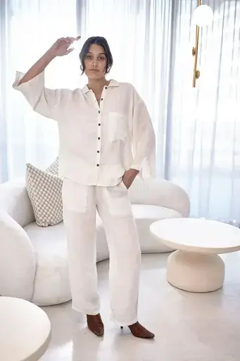 Eadie Lifestyle Fundamental Linen Shirt White