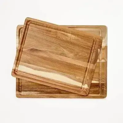 Figmint 2pc Reversible Acacia Wood Cutting Board Set