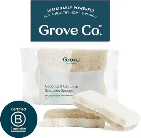 Grove Collaborative 2 Pack Coconut Scrubber Sponge 100% Natural