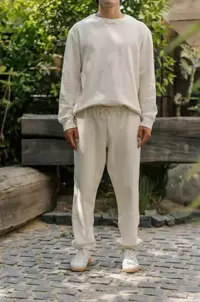 HARVEST & MILL Men's Organic Heavyweight Fleece Sweatpants Natural