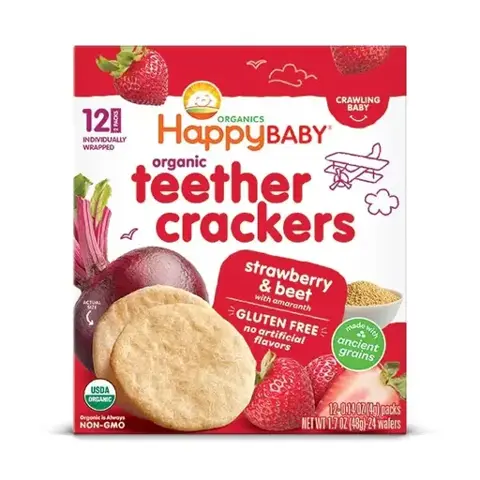 Happy Baby Organic teether crackers Strawberry & Beet box