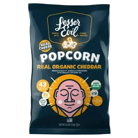 Lesser Evil Popcorn Real Organic Cheddar