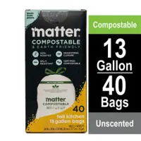 Matter Compostable 13 Gallon Tall Kitchen Trash Bags Unscented