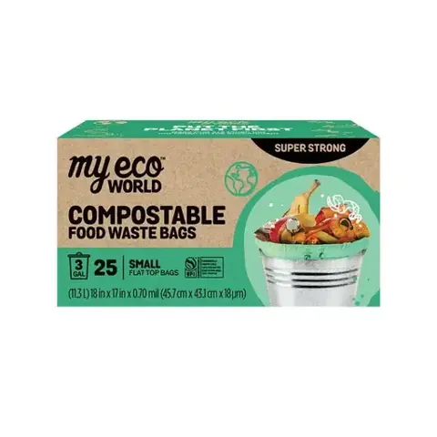 MyEcoWorld Compostable Food Waste Bags 3 Gallon 25 Count