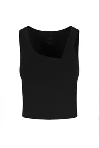 Organic Cotton Asymmetrical Tank Top Black
