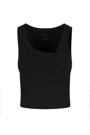 Organic Cotton Asymmetrical Tank Top Black
