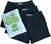 PRIMALS 100% Organic Cotton Boxers Midnight Black