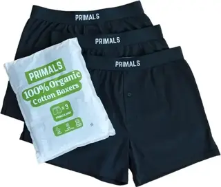 PRIMALS 100% Organic Cotton Boxers Midnight Black