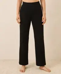 Pact Organic Dream Rib Wide Leg Lounge Pant Black