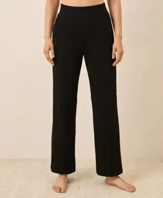Pact Organic Dream Rib Wide Leg Lounge Pant Black