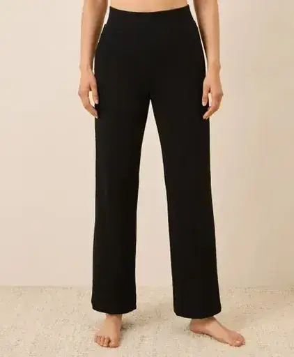 Pact Organic Dream Rib Wide Leg Lounge Pant Black
