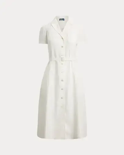 Polo Ralph Lauren Belted Silk-Blend A-Line Dress
