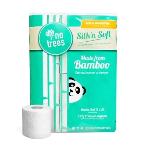 Silk'n Soft Unbleached Bamboo Toilet Paper 3-Ply 12 Roll