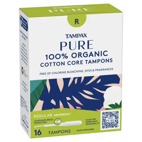 Tampax Pure 100% Organic Cotton Core Tampons Regular