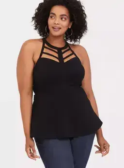 Torrid Plus Size 2 Black Cage Back Tank Top With Graphics