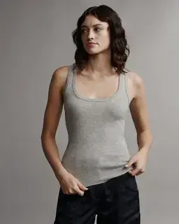 Women Sheer Cashmere Tank Athletic Heather Grey