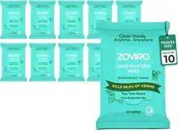 Zoviro Hand Sanitizer Wipes Tea Tree Scent
