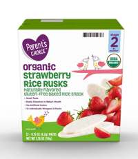Parent's Choice Organic Strawberry Rice Rusks Stage 2