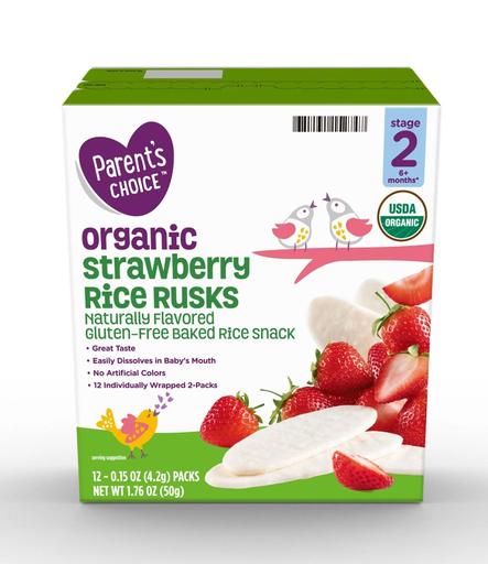 Parent's Choice Organic Strawberry Rice Rusks Stage 2