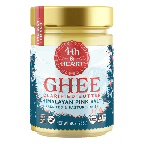 4th & HEART Ghee Clarified Butter Himalayan Pink Salt Grass-fed Glass jar