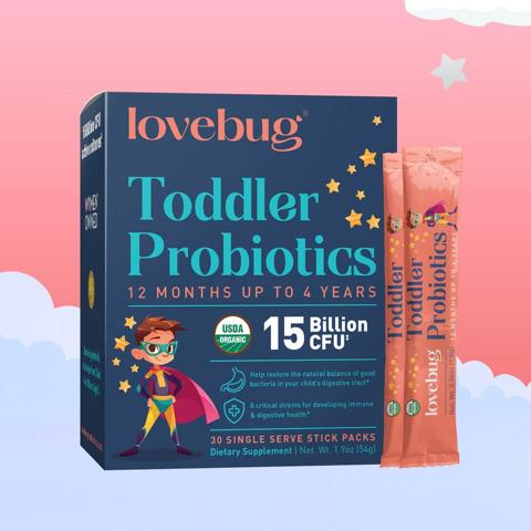 Lovebug Toddler Probiotics 15 Billion CFU 60 Single Serve Stick Packs