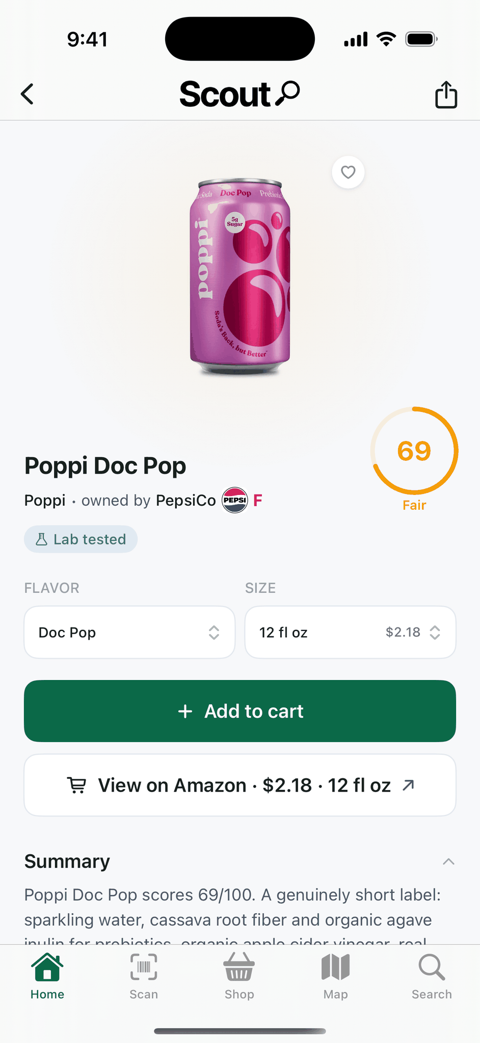 Scout app — Poppi Doc Pop analysis