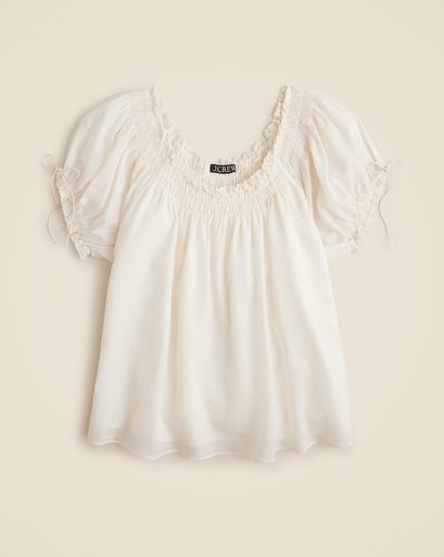 J.Crew Smocked ruffle-trim top in cotton voile