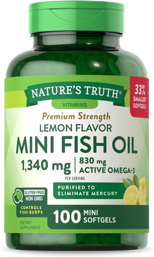 Nature’s Truth Fish Oil Omega 3 Burpless Lemon Flavor Pills