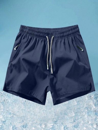 Shein Men Drawstring Waist Zipper Pocket Shorts