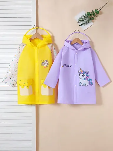 Shein Toddler Girls' Unicorn Raincoat