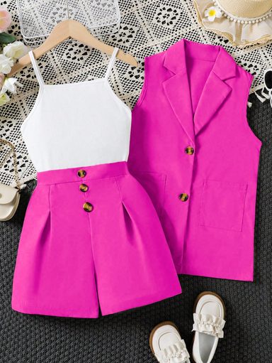 Shein Tween Girls' 2-Piece Reversible Outfit