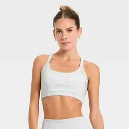 All In Motion Women's Cotton Balance Racerback Sports Bra Heather Gray