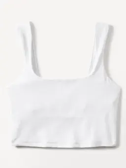 Athleta Transcend Square Neck Crop Sports Bra Ecru