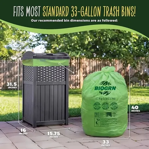 BIOGRN Compostable Trash Bags Green