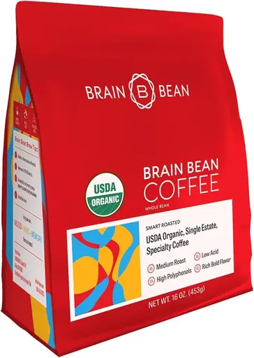 Brain Bean Organic Coffee Whole Bean Medium Roast