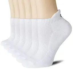 CS CELERSPORT 6 Pairs Ankle Athletic Running Socks Large White