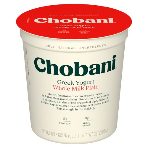 Chobani Greek Yogurt Whole Milk Plain