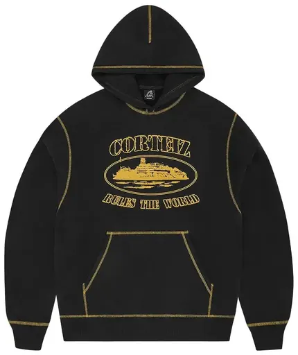 Corteiz Alcatraz Contrast Hoodie Black Yellow